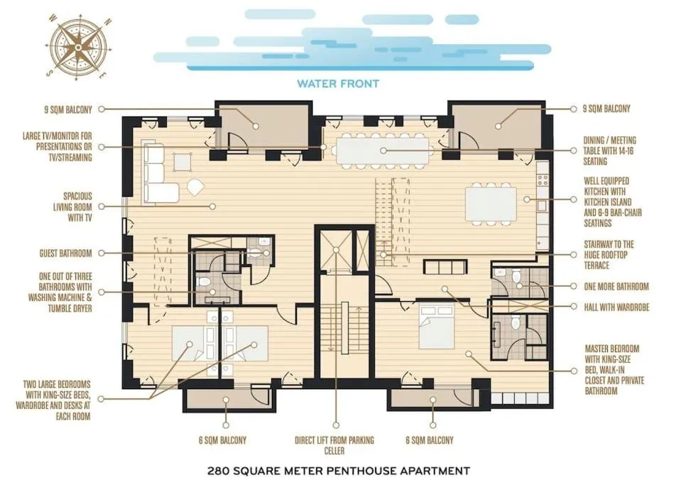 Image 2 of Penthouse w. Private Rooftop at the Waterfront