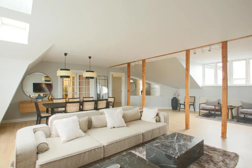 Image of Unique 5 Bedroom Flat w Exposed Beams in Copenhagen